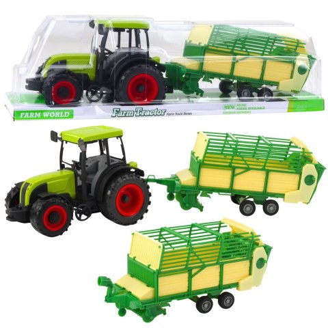 Traktor Rolniczy Farmerski Z Zielono-Żółtą Przyczepą Zielony 50cm LEAN Toys