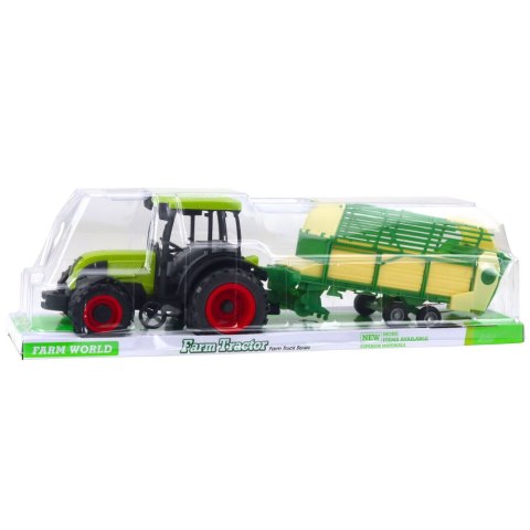 Traktor Rolniczy Farmerski Z Zielono-Żółtą Przyczepą Zielony 50cm LEAN Toys