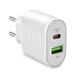 Ładowarka sieciowa Power Delivery USB-A USB-C 20W - biała SBS