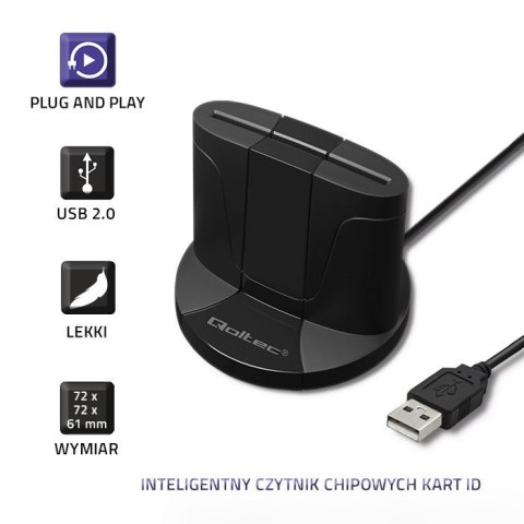 Inteligentny czytnik chipowych kart ID SCR-0632 | USB typu C Qoltec