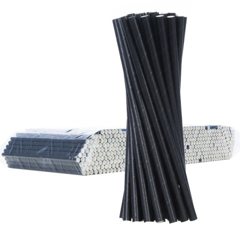 Słomki papierowe BIO ekologiczne PAPER STRAWS grube 8/205mm - czarne 500szt. GSG24