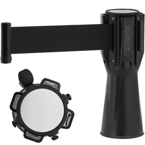 Kaseta z taśmą odgradzającą ostrzegawczą nakładka na słupek pachołek 2 m czarna Ulsonix