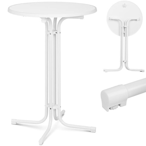 Stół stolik barowy okrągły wysoki składany śr. 80 cm wys. 110 cm biały Royal Catering