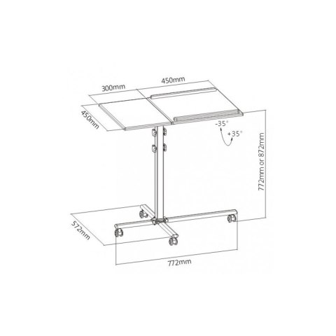 Stolik do projektora/notebooka, mobilny czarny Techly