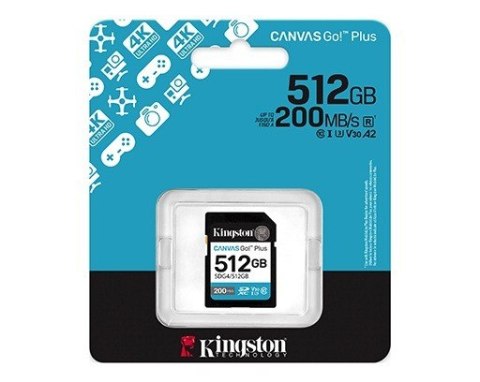 Karta SD 512GB Canvas Go Plus 200/160 MB/s C10 U3 V30 Kingston