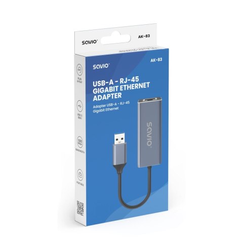 Adapter USB-A do RJ-45 Gigabit Ethernet AK-83 Savio