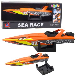 Łódź Motorówka Nakręcany Mechanizm Do Wody Pomarańczowa LEAN Toys