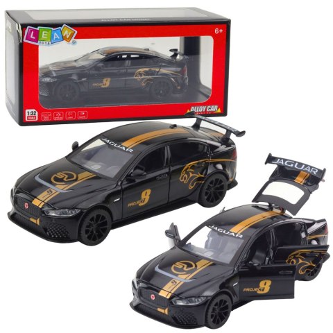 Samochód Sportowy Metalowy Napęd Pull-Back Światła Dźwięki Czarny 1:32 LEAN Toys