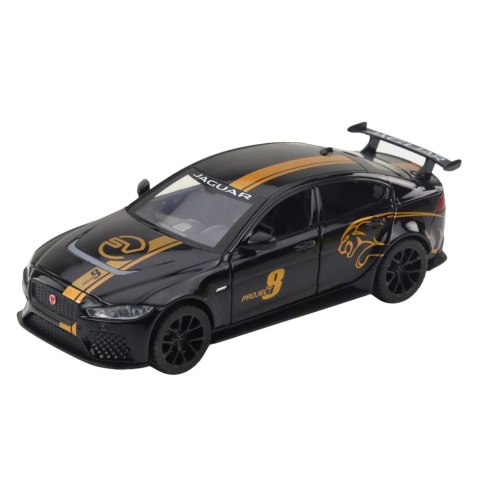 Samochód Sportowy Metalowy Napęd Pull-Back Światła Dźwięki Czarny 1:32 LEAN Toys