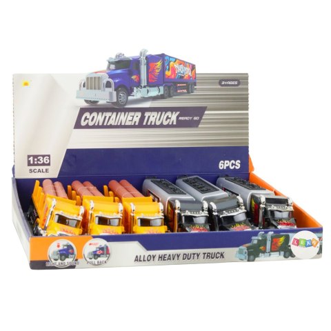 Ciężarówka Cysterna Transport Drewna Napęd Pull-Back Światła Dźwięki 1:36 LEAN Toys