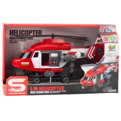 Helikopter Ratunkowy Hak Nosze Światła Dźwięki Czerwony 1:16 LEAN Toys
