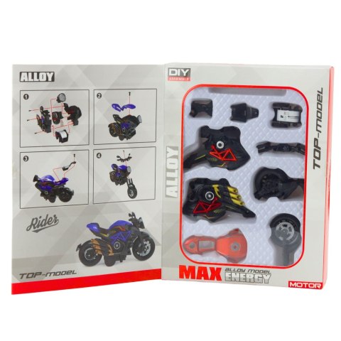 Motocykl Do Składania Skręcania Metal 1:14 DIY Czarno-Czerwony LEAN Toys