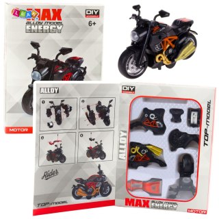 Motocykl Do Składania Skręcania Metal 1:14 DIY Czarno-Pomarańczowy LEAN Toys