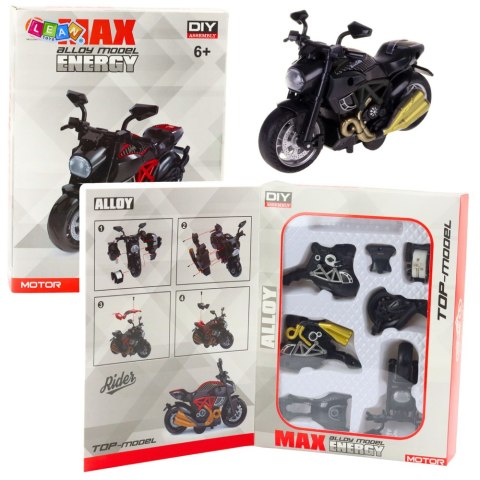 Motocykl Do Składania Skręcania Metal 1:14 DIY Czarny Złote Elementy LEAN Toys