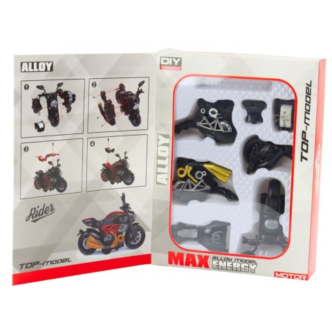Motocykl Do Składania Skręcania Metal 1:14 DIY Czarny Złote Elementy LEAN Toys