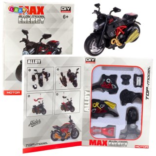 Motocykl Do Składania Skręcania Metal 1:14 DIY Czerwony LEAN Toys