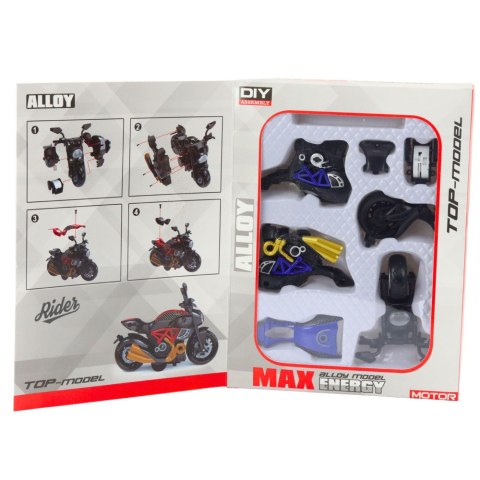 Motocykl Do Składania Skręcania Metal 1:14 DIY Niebieski LEAN Toys