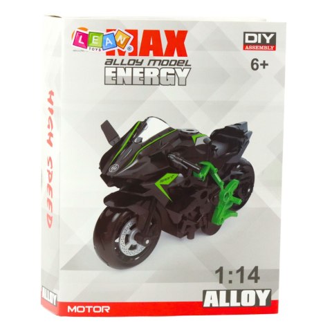 Motocykl Do Składania Skręcania Metal 1:14 DIY Zielono-Czarny LEAN Toys