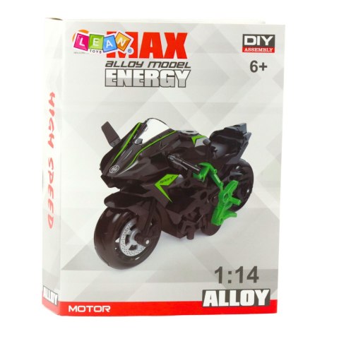 Motocykl Do Składania Skręcania Metal 1:14 DIY Zielono-Czerwony LEAN Toys