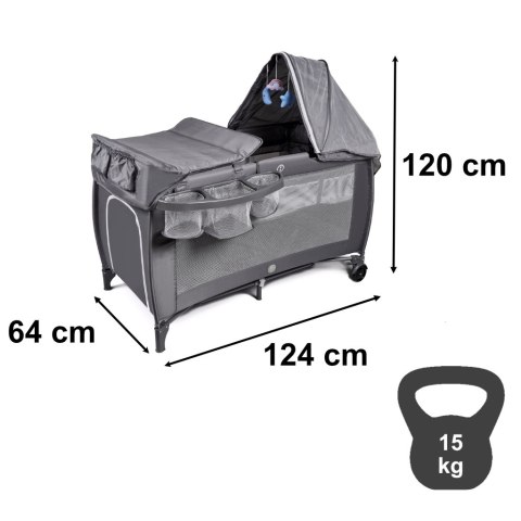 Łóżeczko dziecięce turystyczne składane kojec materac dla dzieci dwupoziomowe przewijak Kik Sp. z o. o. Sp. k.