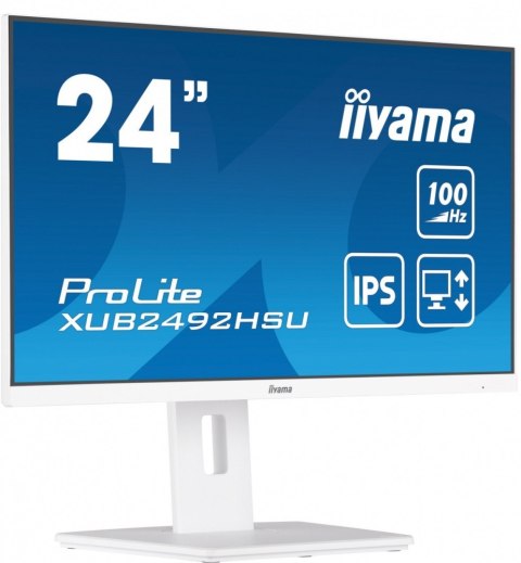 Monitor 23.8 cala XUB2492HSU-W6 IPS,HDMI,DP,100Hz,SLIM,HAS(150mm),4xUSB IIYAMA