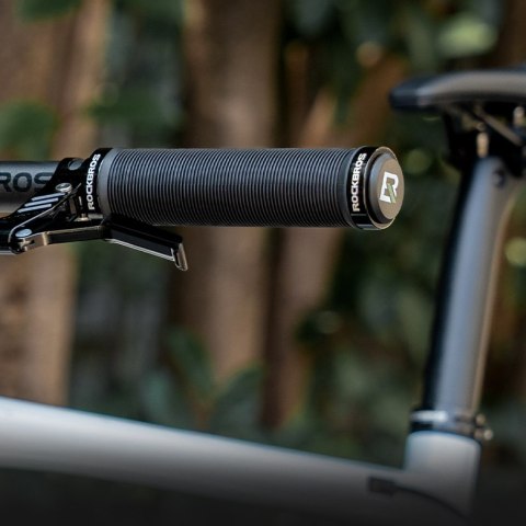 Gripy chwyty rowerowe skręcane antypoślizgowe - czarne ROCKBROS