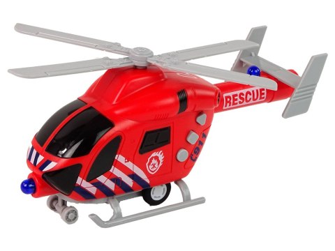 Helikopter Ratunkowy Straż Pożarna Czerwony Dźwięk Światła Śmigła LEAN Toys