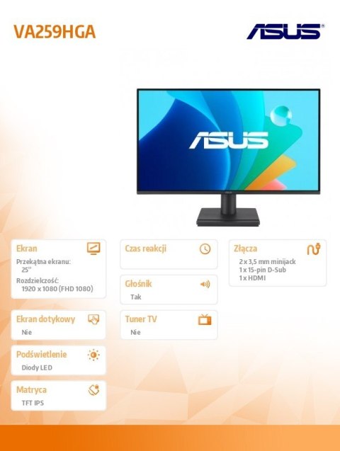 Monitor VA259HGA EYE C IPS FHD 120Hz HDMI VGA Asus