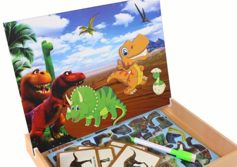 Zestaw Edukacyjnych Puzzli Magnetycznych z Dinozaurami LEAN Toys