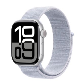 Watch Series 10 GPS, koperta 42 mm z aluminium w kolorze srebrnym z opaską sportową w kolorze błękitnego obłoku Apple