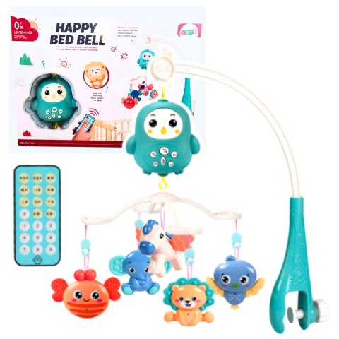 Karuzela Do Łóżeczka Sterowana Pilotem Kołysanki Dźwięki Niebieska LEAN Toys