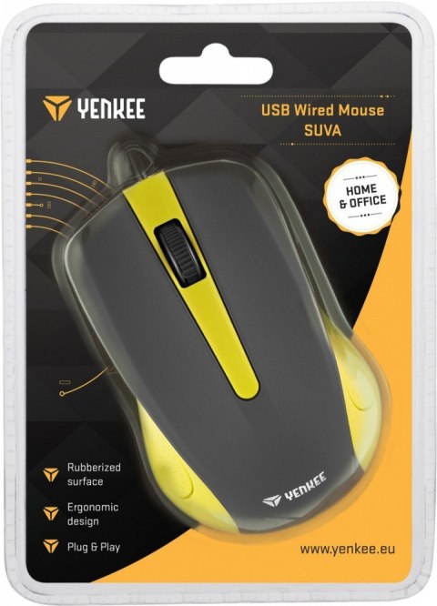 Mysz przewodowa 3 przyciski, gumowana powierzchnia YENKEE