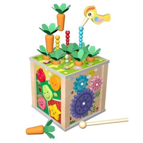 Kostka Drewniana Edukacyjna Sensoryczna Wielofunkcyjna 6w1 LEAN Toys