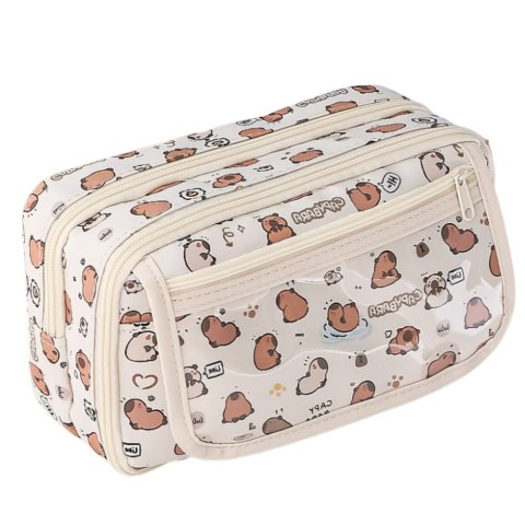 Piórnik Przybornik Szkolny W Kapibary Biały 21cm LEAN