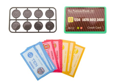 Kasa Fiskalna Nauka Liczenia Monety Koszyk Światła Dźwięki Niebieska LEAN Toys