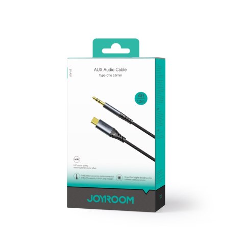 Kabel audio stereo do telefonu AUX 3.5 mm mini jack - USB-C 1.2m czarny JOYROOM