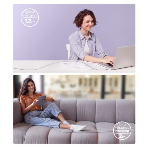 Kabel przewód Multi-Color Series A14 USB-A - USB-C 3A 1.2 m - biały JOYROOM