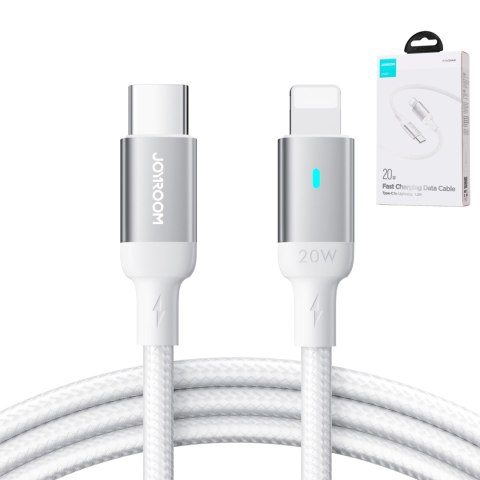 Kabel przewód USB-C - Lightning ze wskaźnikiem LED 20W A10 Series 1.2 m biały JOYROOM