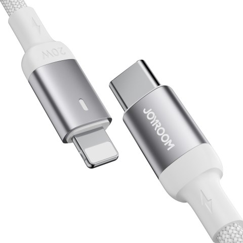 Kabel przewód USB-C - Lightning ze wskaźnikiem LED 20W A10 Series 1.2 m biały JOYROOM