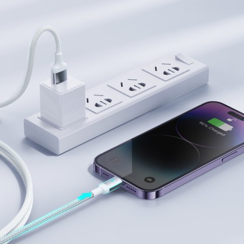 Kabel przewód USB-C - Lightning ze wskaźnikiem LED 20W A10 Series 1.2 m biały JOYROOM