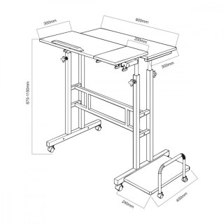 Mobilne biurko regulowane MC-124 W regulacja wysokości 67-115cm, max 50kg, blat 80x60 cm Maclean