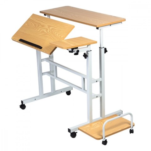 Mobilne biurko regulowane MC-124 W regulacja wysokości 67-115cm, max 50kg, blat 80x60 cm Maclean