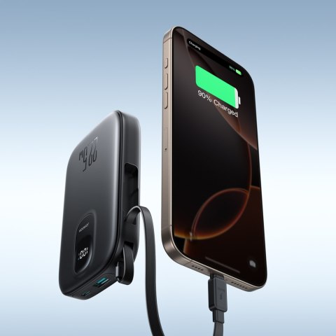 Powerbank 10000mAh z wbudowanym kablem 22.5W USB-C 0.25 cm - czarny JOYROOM