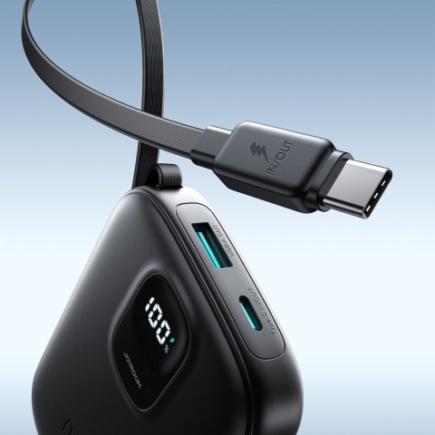 Powerbank 10000mAh z wbudowanym kablem 22.5W USB-C 0.25 cm - czarny JOYROOM