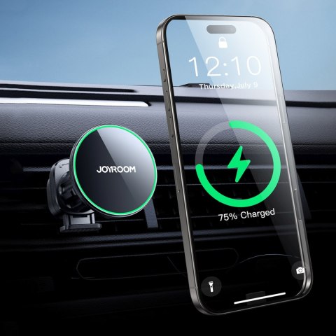 Uchwyt samochodowy z ładowarką do telefonu Qi2 15W na kratkę nawiewu - czarny JOYROOM