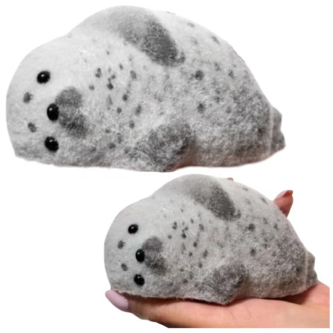 Gniotek Silikonowy Foka Z Sierścią Miękka Do Ugniatania Szara 12 cm LEAN TOYS