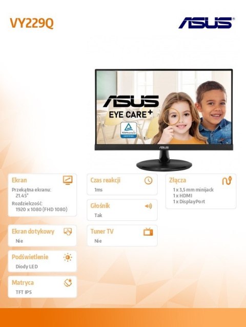 Monitor 22 cale VY229Q IPS FHD Asus