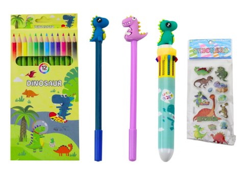 Piórnik Szkolny Z Wyposażeniem Dinozaur Niebieski LEAN