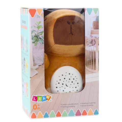 Pluszowa Maskotka Kapibara Projektor Gwiazd Kołysanki Dźwięki Brązowa LEAN Toys