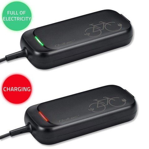 Ładowarka do roweru skutera elektrycznego 36V | 42V | 2A | 5.5*2.5 + wodoodporna + kabel zasilający Qoltec